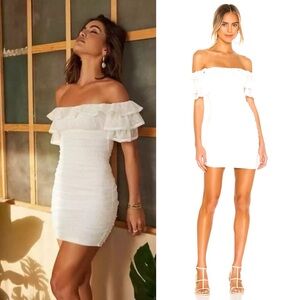 Camila Coelho White Off-Shoulder Mini Dress